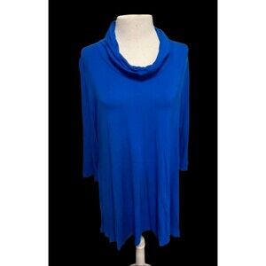 Allison Daley Blue Cowl Neck Blouse - size Large